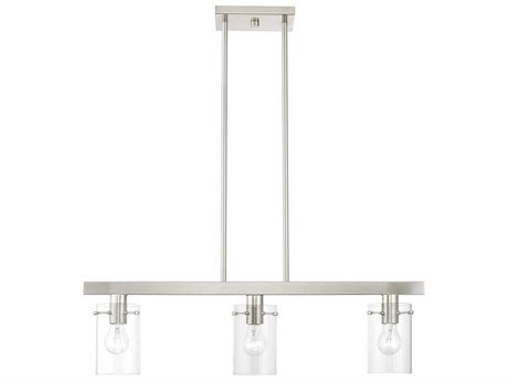 Livex Lighting Munich 3-Light Brushed Nickel Glass Cylinder Island Pendant