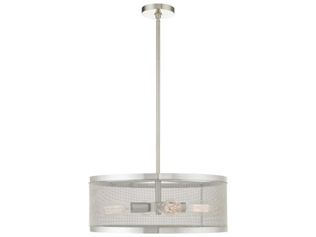 Livex Lighting Industro 4-Light Brushed Nickel Drum Pendant