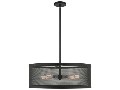 Livex Lighting Industro 5-Light Black Brushed Nickel Drum Pendant