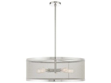 Livex Lighting Industro 5-Light Brushed Nickel Drum Pendant