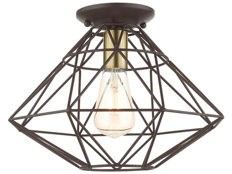 Livex Lighting Geometric 1-Light Bronze Semi Flush Mount