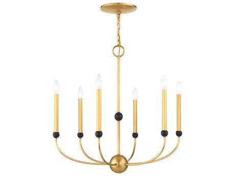 Livex Lighting Cortlandt 6-Light Natural Brass Bronze Candelabra Chandelier