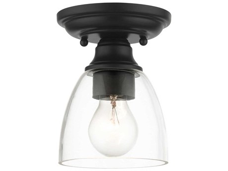 Livex Lighting Montgomery 1-Light Black Glass Semi Flush Mount