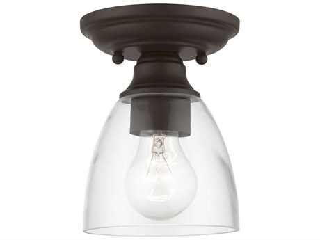 Livex Lighting Montgomery 1-Light Bronze Glass Bell Semi Flush Mount
