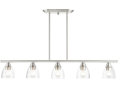 Livex Lighting Montgomery 5-Light Brushed Nickel Glass Bell Island Pendant