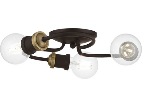Livex Lighting Bromley 3-Light Bronze Antique Brass Flush Mount