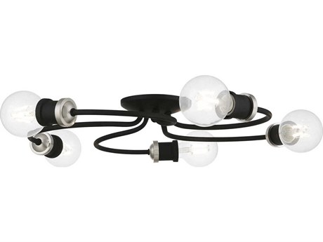 Livex Lighting Bromley 5-Light Black Brushed Nickel Flush Mount