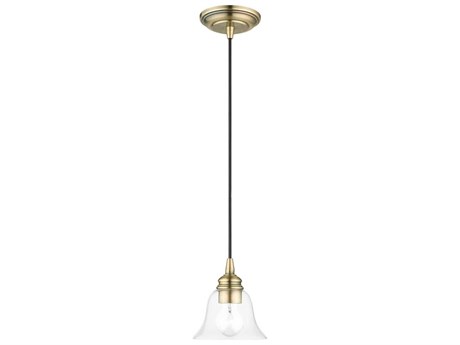 Livex Lighting Moreland 1-Light Antique Brass Glass Bell Mini Pendant
