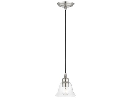 Livex Lighting Moreland 1-Light Brushed Nickel Glass Bell Mini Pendant