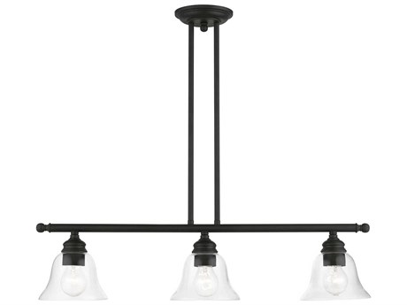Livex Lighting Moreland 3-Light Black Glass Bell Linear Island Pendant