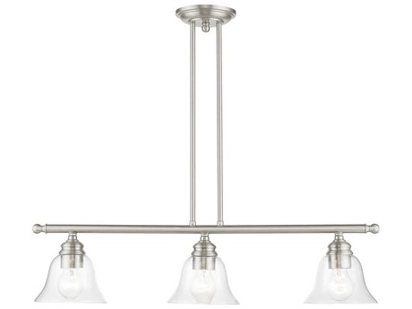 Livex Lighting Moreland 3-Light Brushed Nickel Glass Bell Linear Island Pendant