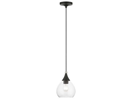 Livex Lighting Catania 1-Light Black Brushed Nickel Glass Bell Mini Pendant