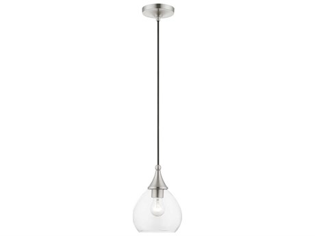 Livex Lighting Catania 1-Light Brushed Nickel Glass Bell Mini Pendant