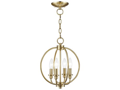 Livex Lighting Milania 4-Light Antique Brass Candelabra Lantern Chandelier