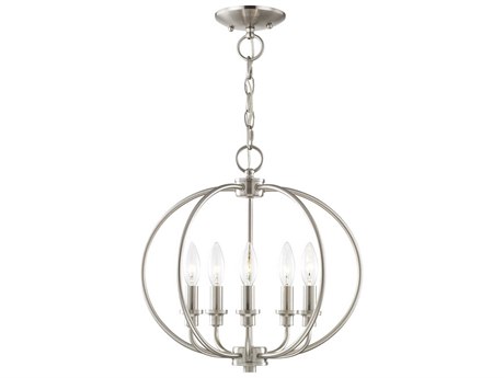Livex Lighting Milania 5-Light Brushed Nickel Candelabra Lantern Chandelier