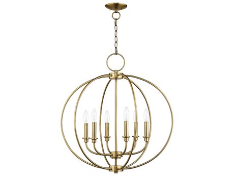 Livex Lighting Milania 6-Light Antique Brass Candelabra Lantern Chandelier