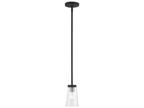 Livex Lighting Cityview 1-Light Black Brushed Nickel Glass Cylinder Mini Pendant