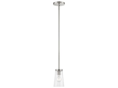 Livex Lighting Cityview 1-Light Brushed Nickel Glass Cylinder Mini Pendant