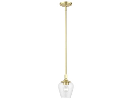 Livex Lighting Willow 1-Light Satin Brass Glass Bell Mini Pendant