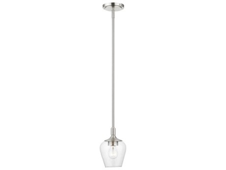 Livex Lighting Willow 1-Light Brushed Nickel Glass Bell Mini Pendant