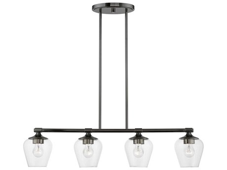 Livex Lighting Willow 4-Light Black Chrome Glass Bell Linear Island Pendant
