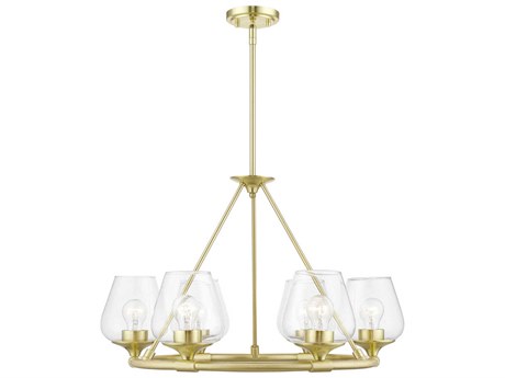 Livex Lighting Willow 6-Light Satin Brass Glass Bell Chandelier