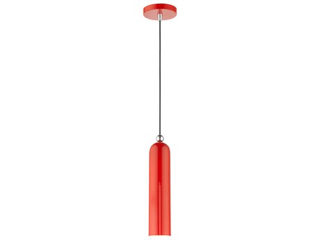 Livex Lighting Ardmore 1-Light Shiny Red Cylinder Mini Pendant