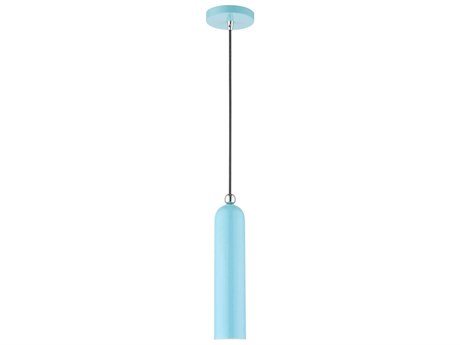 Livex Lighting Ardmore 1-Light Shiny Baby Blue Cylinder Mini Pendant