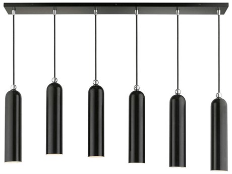 Livex Lighting Ardmore 6-Light Shiny Black Cylinder Linear Island Pendant