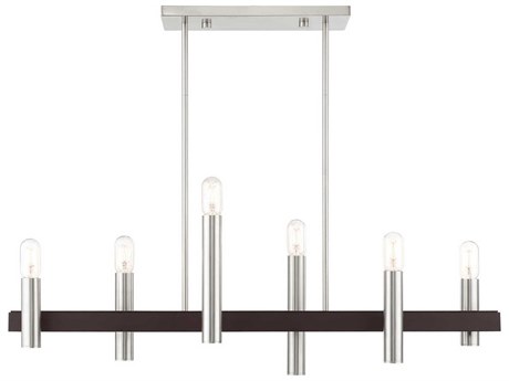 Livex Lighting Helsinki 6-Light Brushed Nickel Bronze Linear Island Pendant