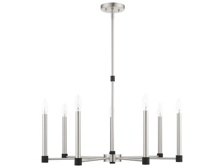 Livex Lighting Karlstad 7-Light Brushed Nickel Satin Brass Candelabra Chandelier
