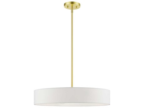Livex Lighting Venlo 4-Light Satin Brass Shiny White Drum Pendant