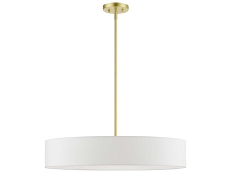 Livex Lighting Venlo 5-Light Satin Brass Shiny White Drum Pendant