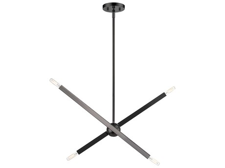 Livex Lighting Monaco 4-Light Black Chrome Candelabra Sputnik Chandelier