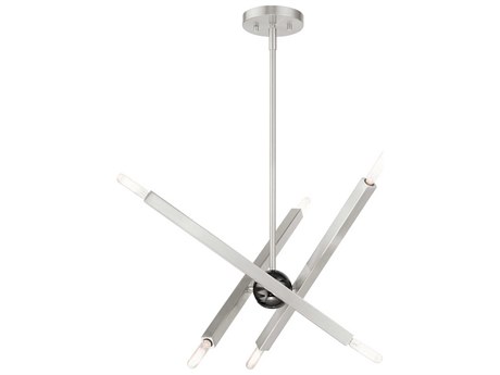 Livex Lighting Monaco 6-Light Brushed Nickel Candelabra Sputnik Chandelier