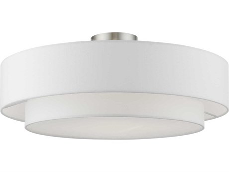 Livex Lighting Meridian 4-Light Brushed Nickel Drum Semi Flush Mount