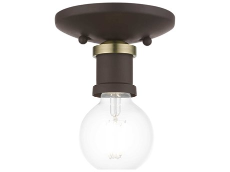 Livex Lighting Lansdale 1-Light Bronze Antique Brass Semi Flush Mount