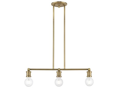 Livex Lighting Lansdale 3-Light Antique Brass Linear Island Pendant