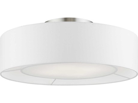 Livex Lighting Gilmore 4-Light Brushed Nickel Shiny White Drum Semi Flush Mount