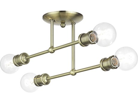 Livex Lighting Delacroix 4-Light Antique Brass Semi Flush Mount