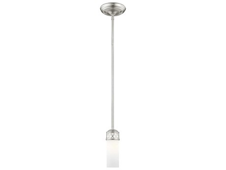 Livex Lighting Westfield 1-Light Brushed Nickel Glass Cylinder Mini Pendant