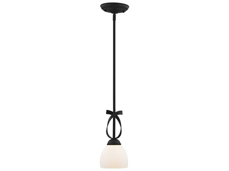 Livex Lighting Brookside 1-Light Black Glass Bell Mini Pendant
