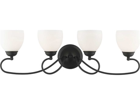 Livex Lighting Brookside 4-Light Black Glass Vanity Light