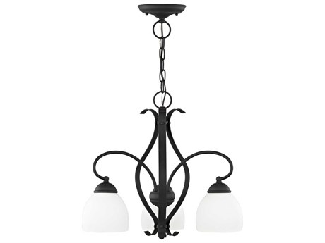 Livex Lighting Brookside 3-Light Black Glass Bell Chandelier
