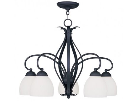 Livex Lighting Brookside 5-Light Black Glass Bell Chandelier