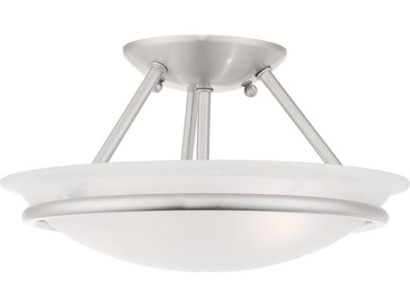 Livex Lighting Newburgh 2-Light Brushed Nickel Glass Bowl Semi Flush Mount