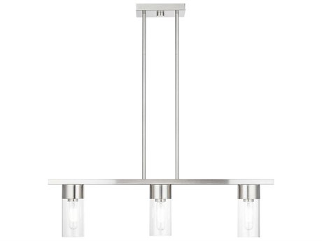 Livex Lighting Carson 3-Light Brushed Nickel Glass Cylinder Linear Island Pendant