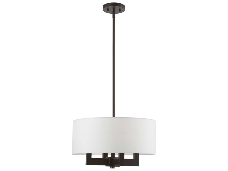 Photos - Chandelier / Lamp Livex Lighting Cresthaven 4-Light Bronze Antique Brass Drum Chandelier 48784-07