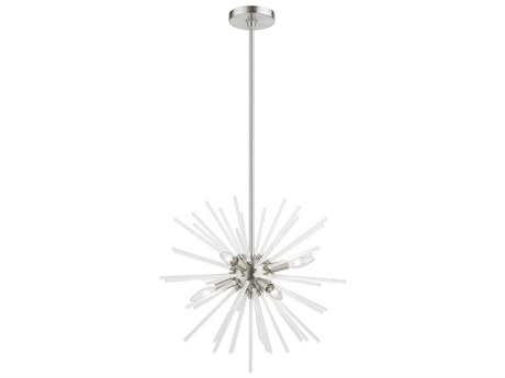 Livex Lighting Uptown 6-Light Brushed Nickel Glass Sputnik Pendant