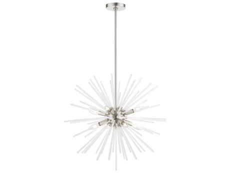 Livex Lighting Uptown 8-Light Brushed Nickel Glass Sputnik Pendant